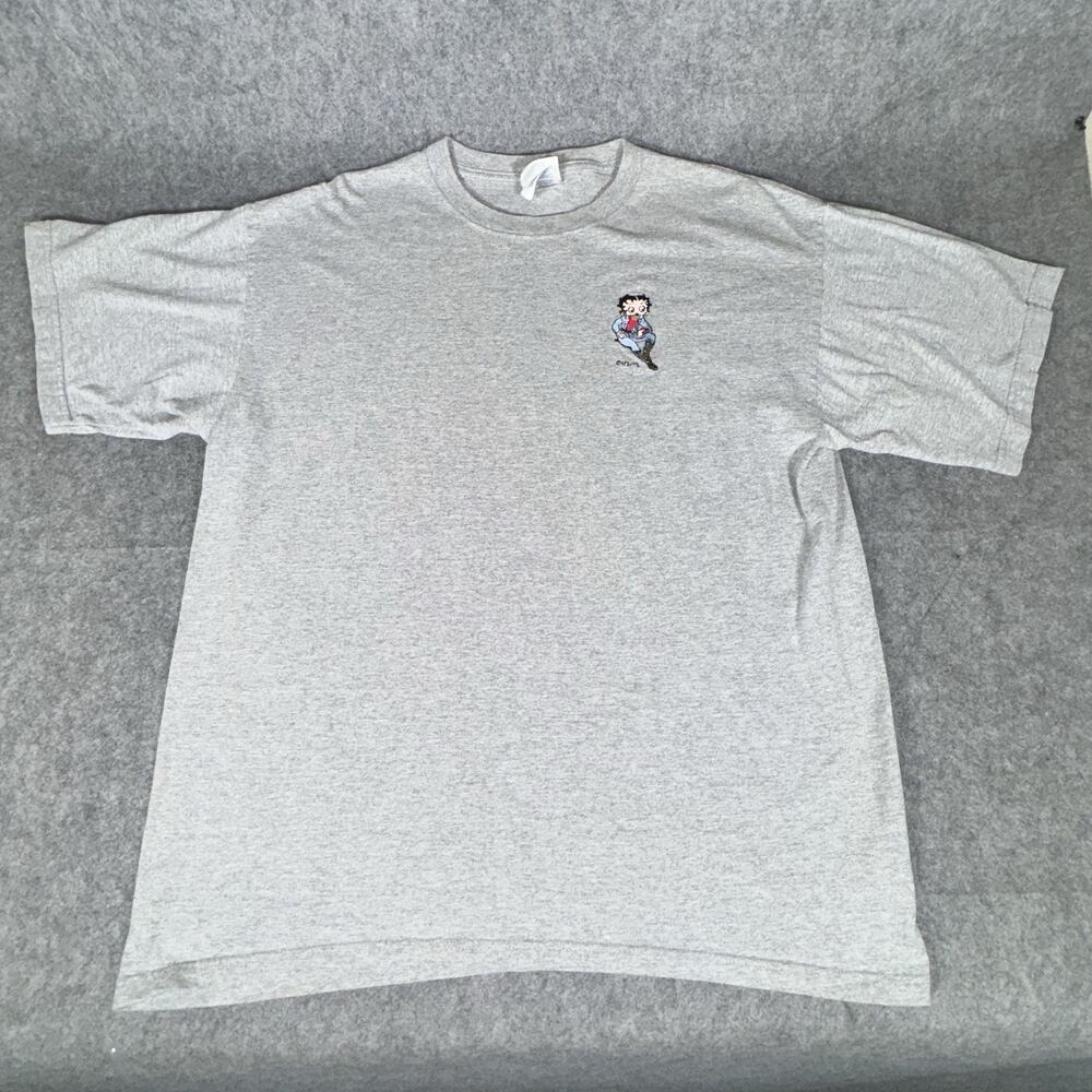 VTG 90s Betty Boop Country Western Cowgirl Embroidered Gray T-Shirt Mens XL